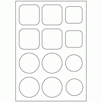 932 - Mixed Shapes - 12 labels per sheet