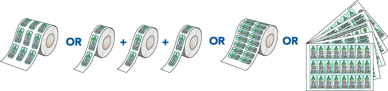 Country of Origin labels, on rolls or sheets