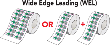 Example of wide edge leading labels on rolls